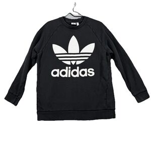 Adidas Sweatshirt Mens Medium Black Pullover Crew Neck Long Sleeve‎